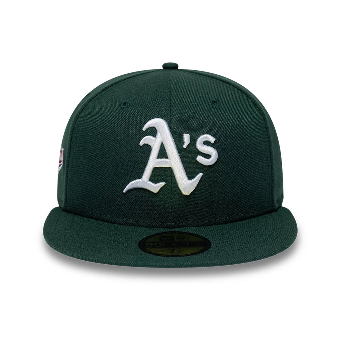 Pictured is this MLB Sidepatch Athletics 59FIFTY Fitted cap in dark green. 3