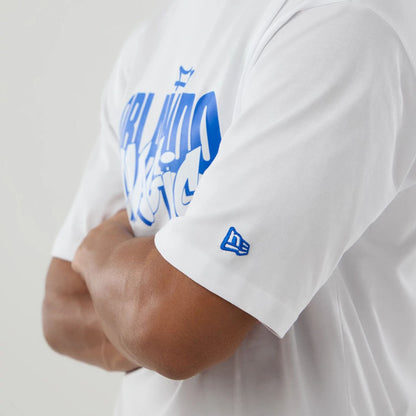 The model is wearing this NBA Berlin Game 2026 Orlando Magic Oversized T-Shirt in white. 4