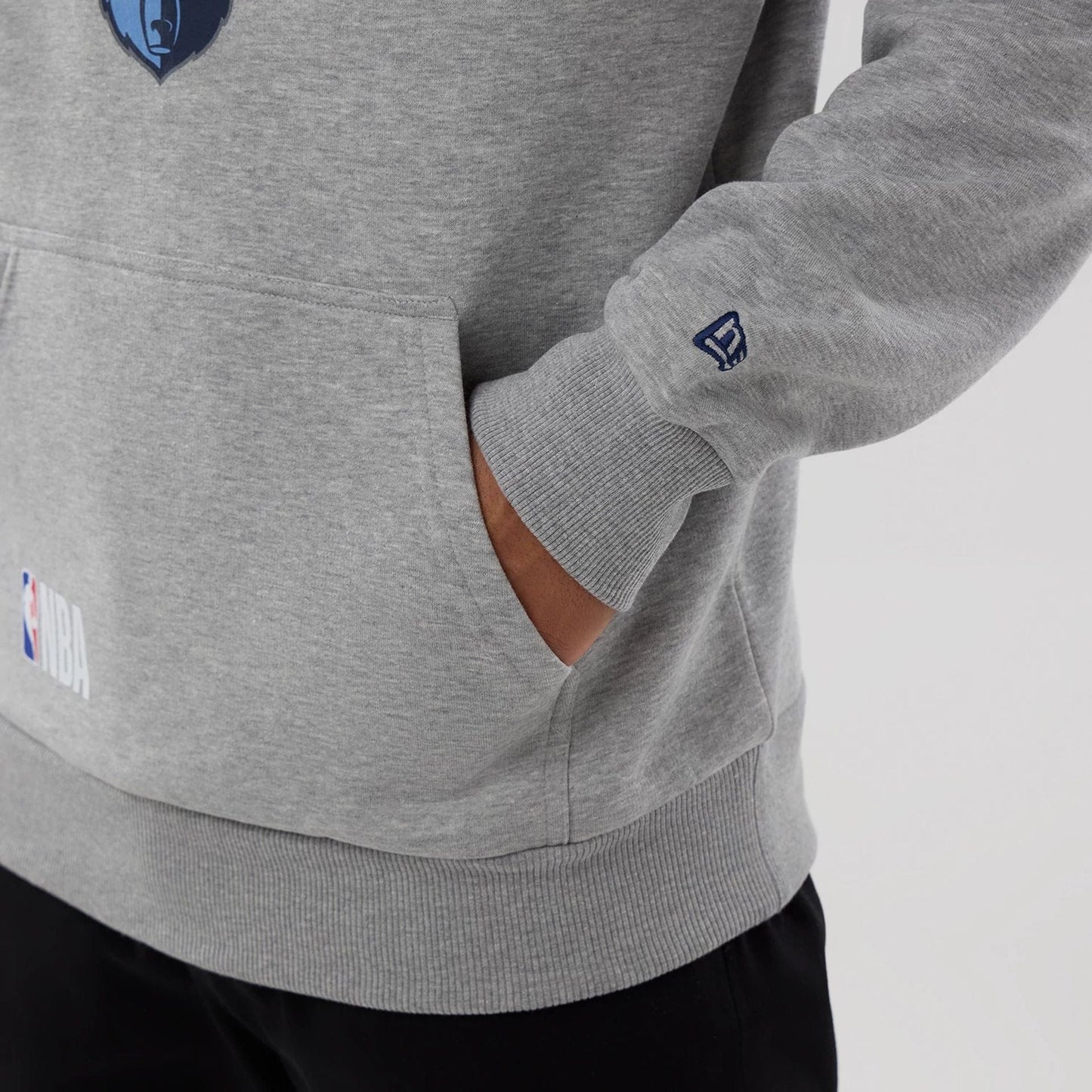 The model is wearing this NBA Berlin Game 2026 Memphis Grizzlies Pullover Hoodie in grey. 6