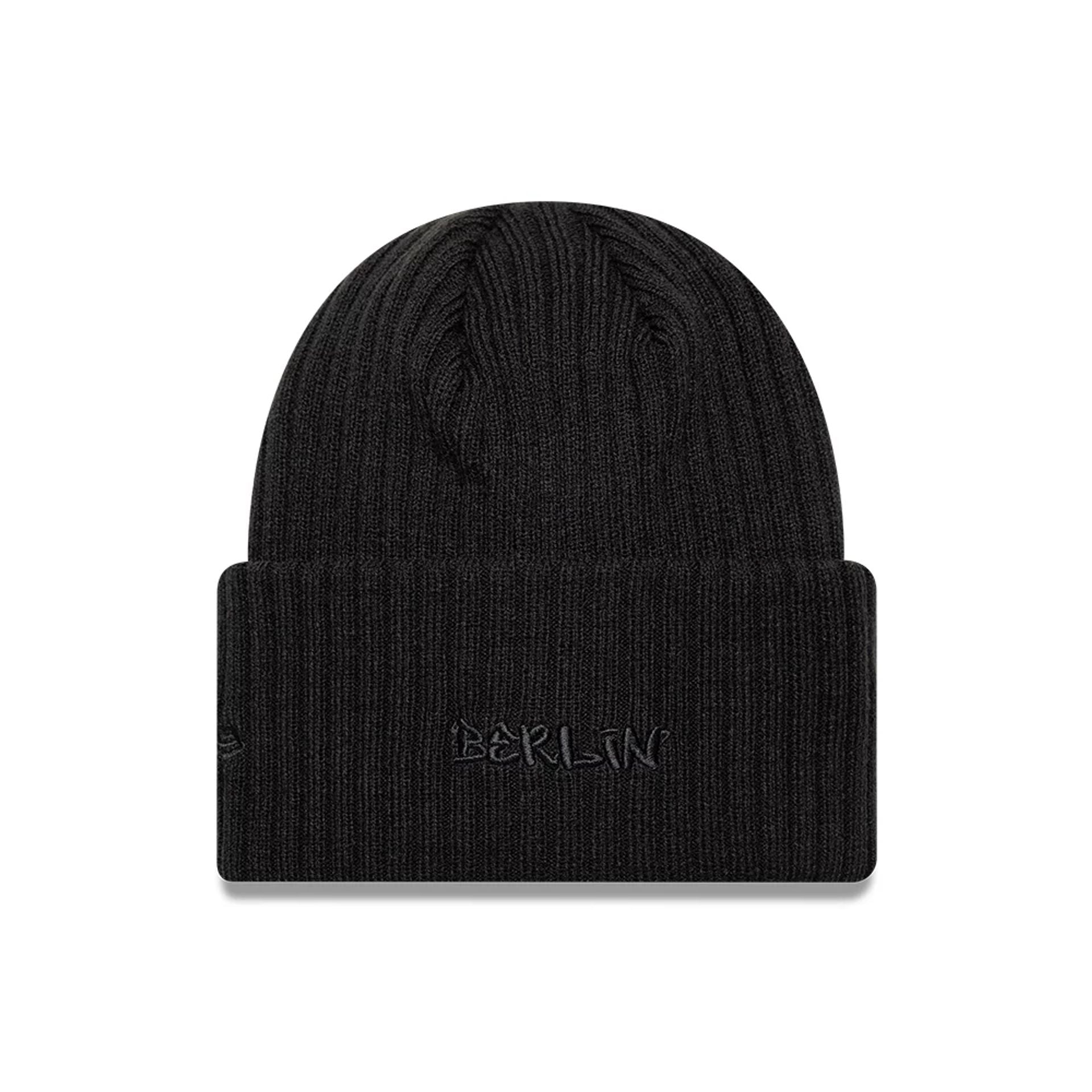Pictured is this Memphis Grizzlies NBA Berlin Game 2026 Black Cuff Knit Beanie Hat 2