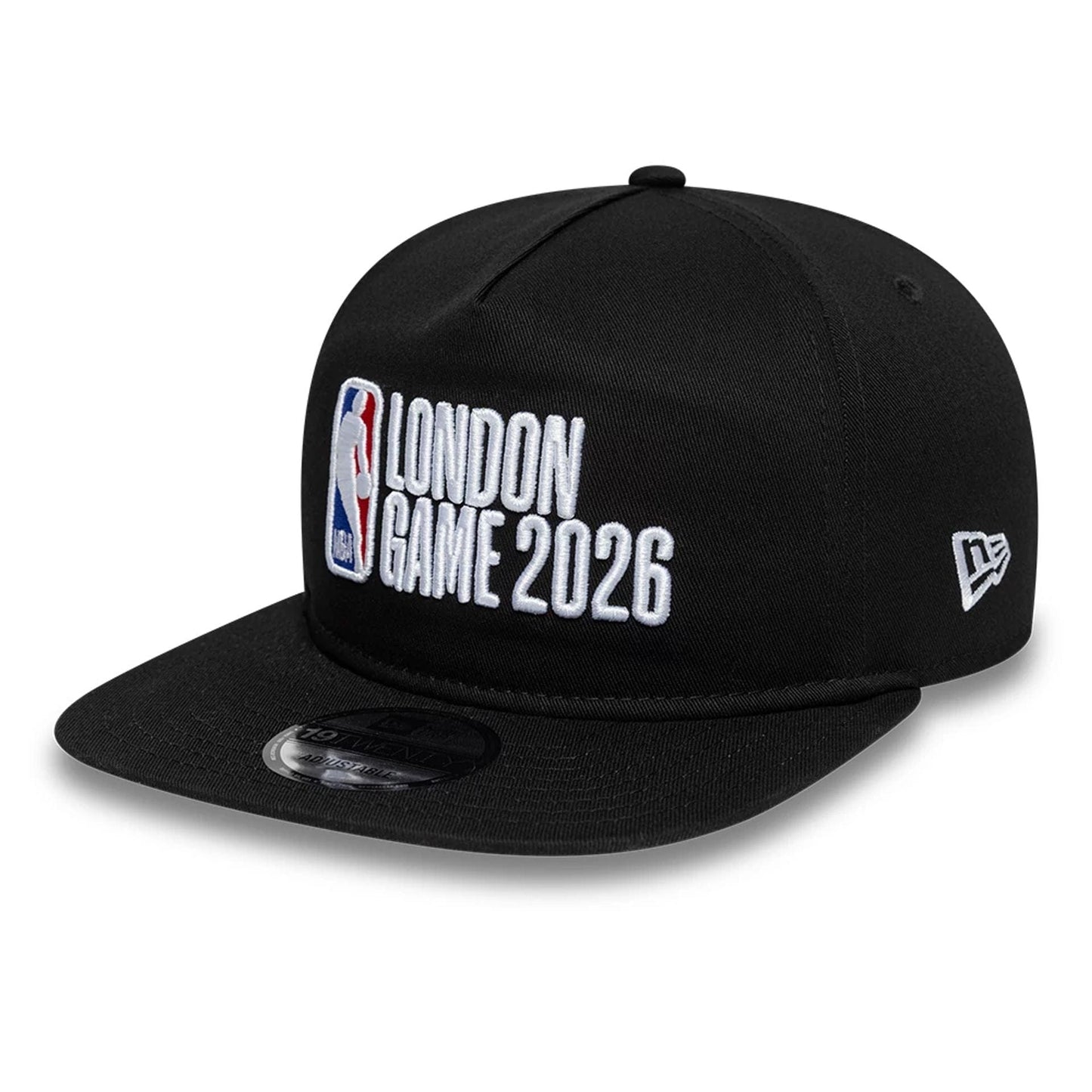 Pictured is this NBA Logo NBA London Game 2026 Black 19TWENTY Adjustable cap. 1