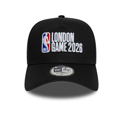 Pictured is this NBA Logo NBA London Game 2026 Black 9FORTY A-Frame Adjustable cap. 2
