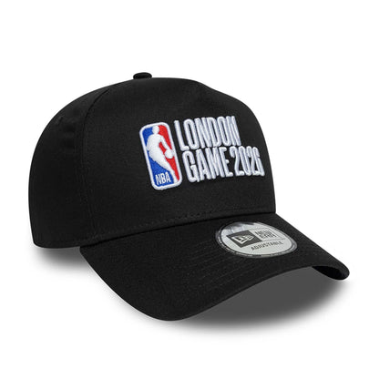 Pictured is this NBA Logo NBA London Game 2026 Black 9FORTY A-Frame Adjustable cap. 3