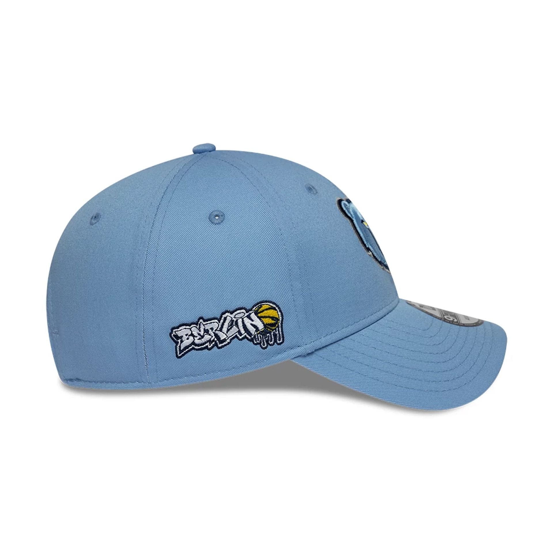 Pictured is this Memphis Grizzlies NBA Berlin Game 2026 Blue 9FORTY Adjustable cap. 4