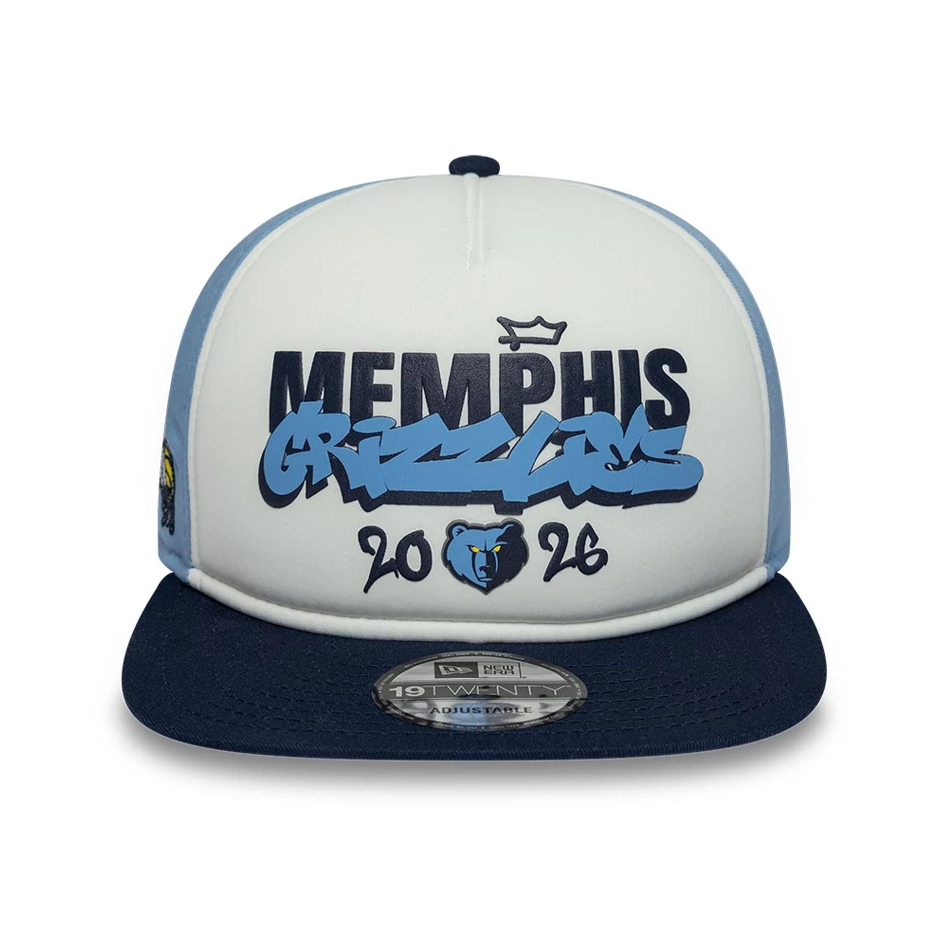 Pictured is this Memphis Grizzlies NBA London Game 2026 Blue 19TWENTY Adjustable cap. 3