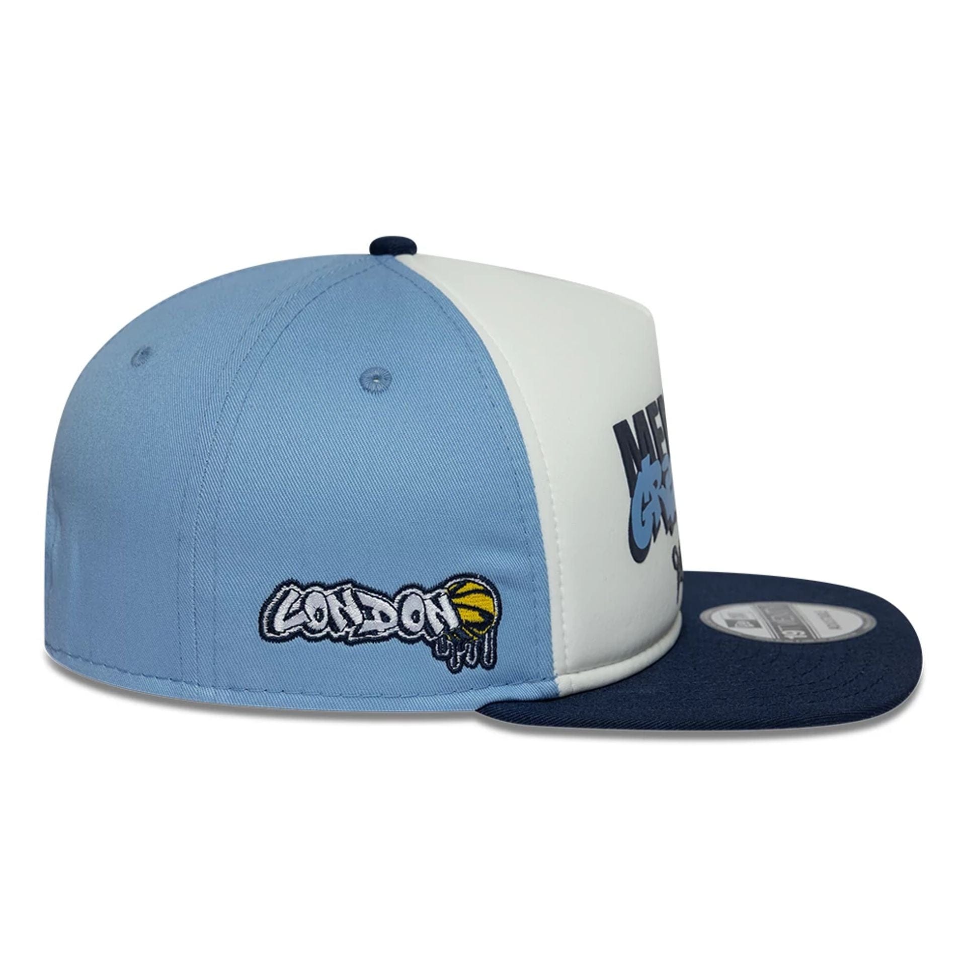Pictured is this Memphis Grizzlies NBA London Game 2026 Blue 19TWENTY Adjustable cap. 5