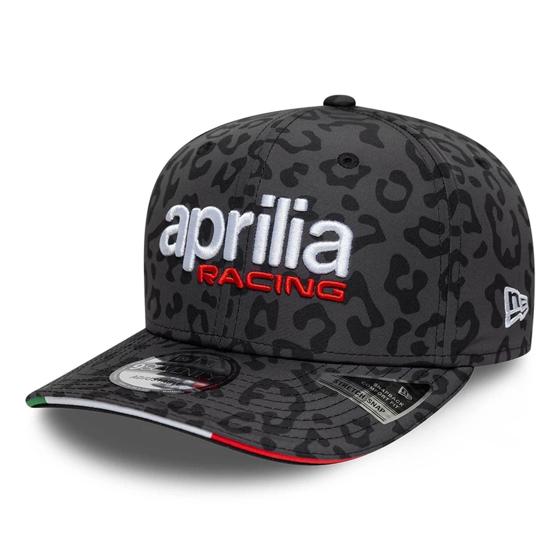 Pictured is this Aprilia Replica Mugello Race Special 9SEVENTY Stretch Snap cap in black. 3