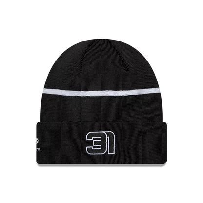 Pictured is this Esteban Ocon TGR Haas F1 Cuff Knit Beanie hat in black. 2
