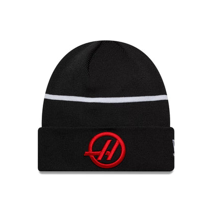 Pictured is this Esteban Ocon TGR Haas F1 Cuff Knit Beanie hat in black. 1