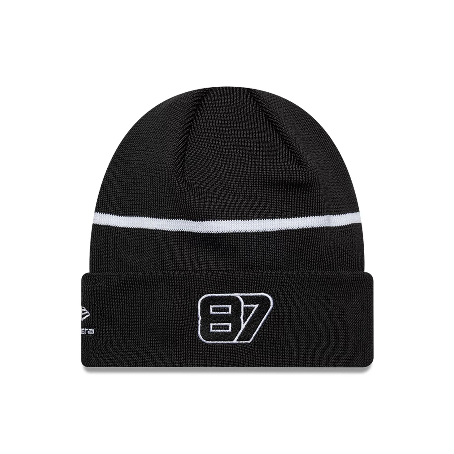 Pictured is this Oliver Bearman TGR Haas F1 Cuff Knit Beanie hat in black. 2