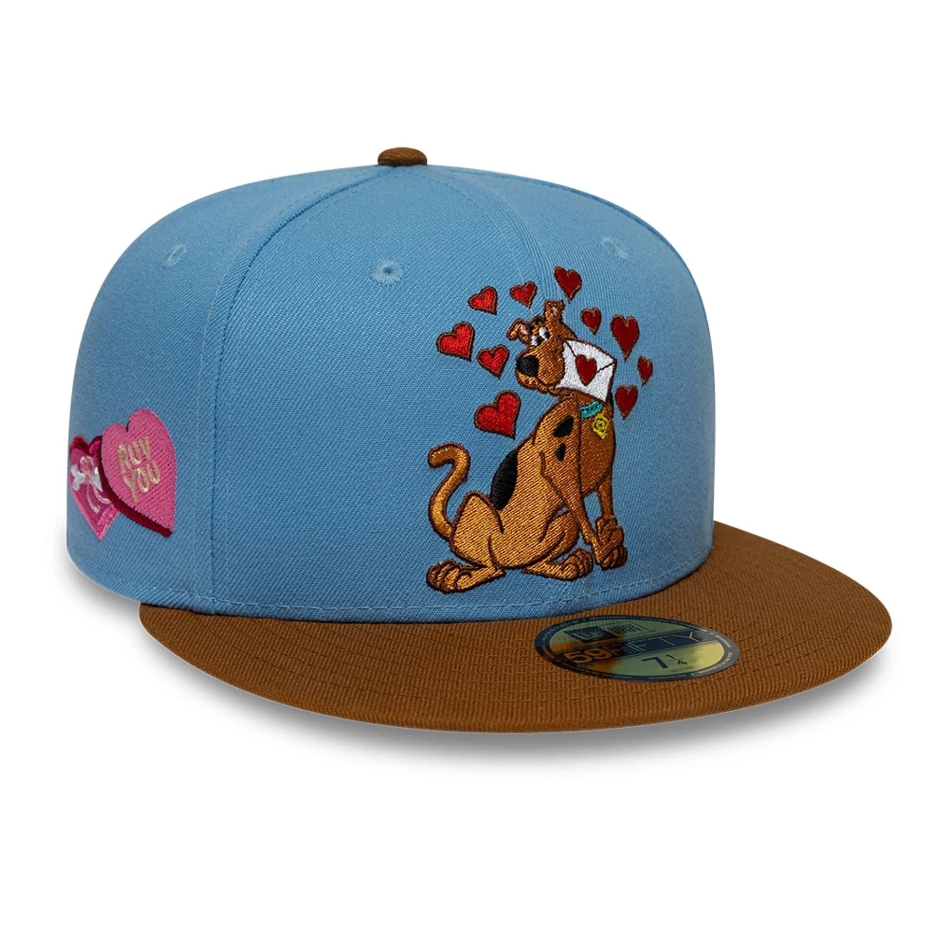 Pictured is this Heart Scooby Doo 59FIFTY Fitted cap in pastel blue. 1
