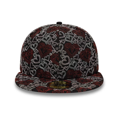 Pictured is this New Era All Over Hearts 59FIFTY Fitted cap in black. 3