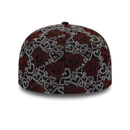 Pictured is this New Era All Over Hearts 59FIFTY Fitted cap in black. 5