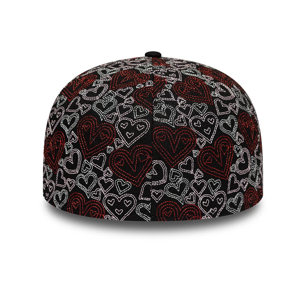 Pictured is this New Era All Over Hearts 59FIFTY Fitted cap in black. 5