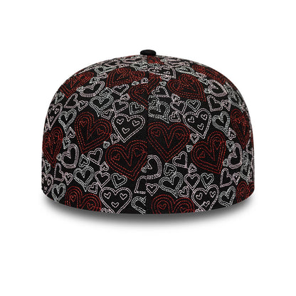 Pictured is this New Era All Over Hearts 59FIFTY Fitted cap in black. 5