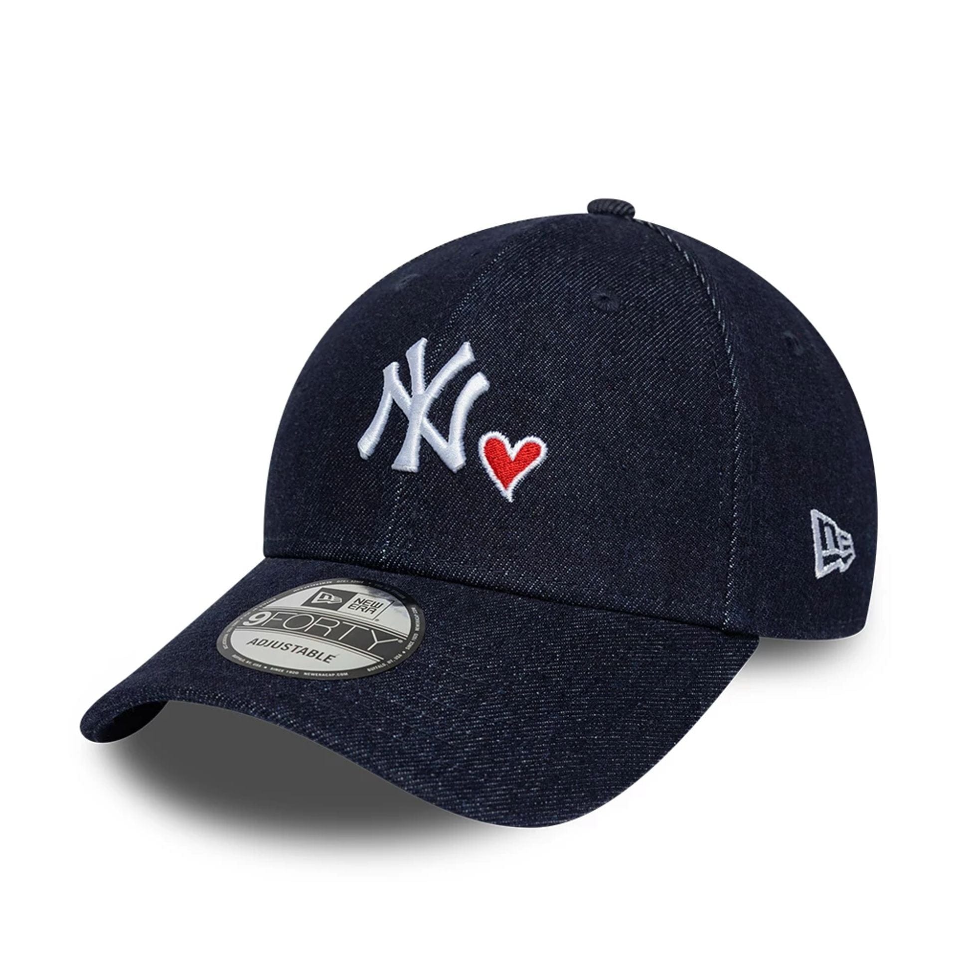 Pictured is this MLB Denim Heart New York Yankees 9FORTY cap in navy. 1