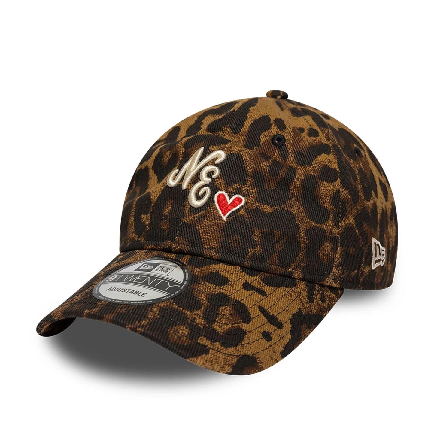 Pictured is this New Era Leopard Heart 9TWENTY cap in light beige. 1