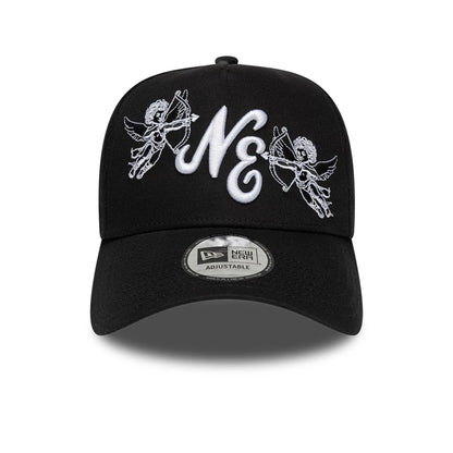 Pictured is this New Era Cherub 9FORTY A-Frame cap in black. 2