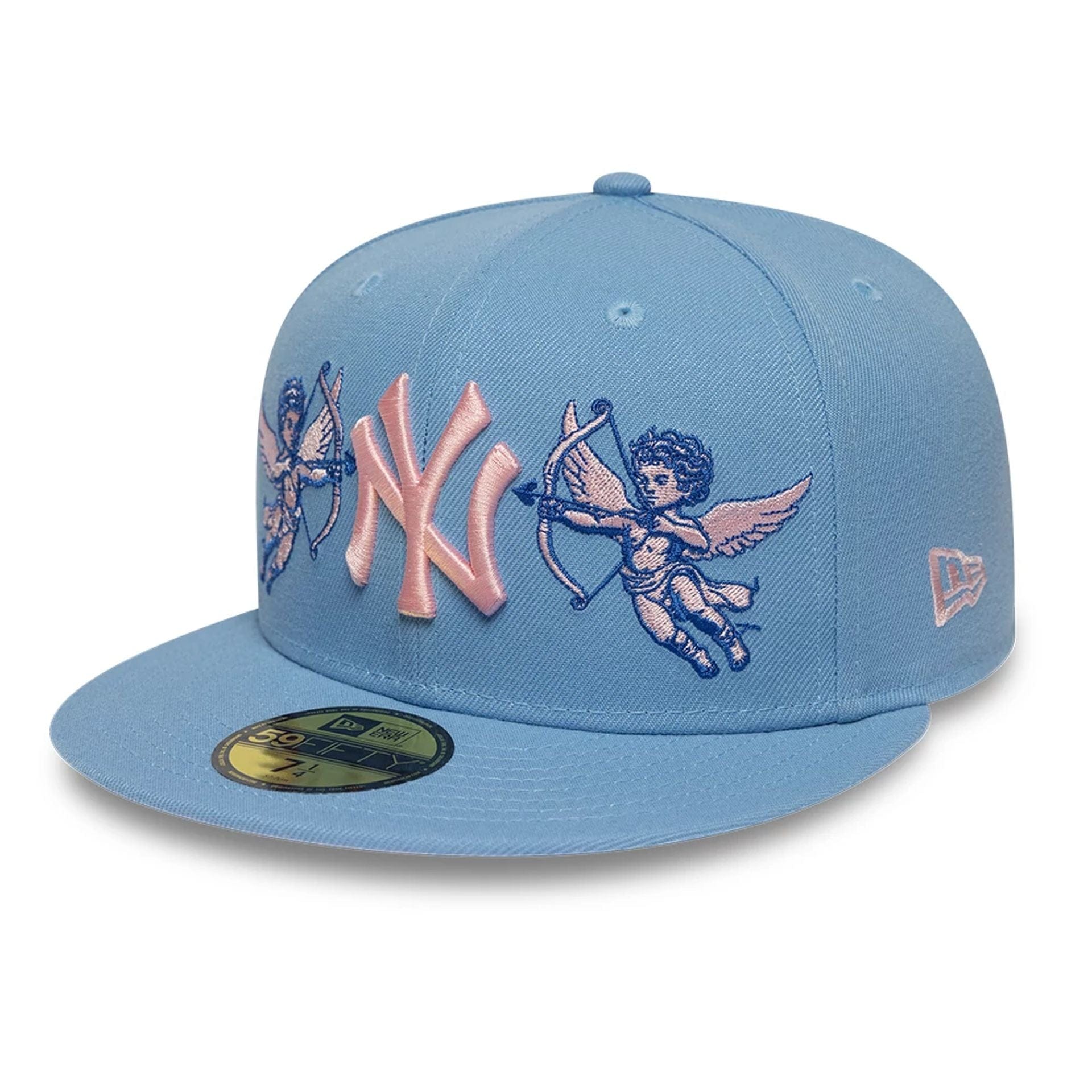 Pictured is this MLB Cherub New York Yankees 59FIFTY Fitted cap in pastel blue. 1
