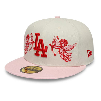Pictured is this MLB Cherub LA Dodgers 59FIFTY Fitted cap in cream & pink. 1