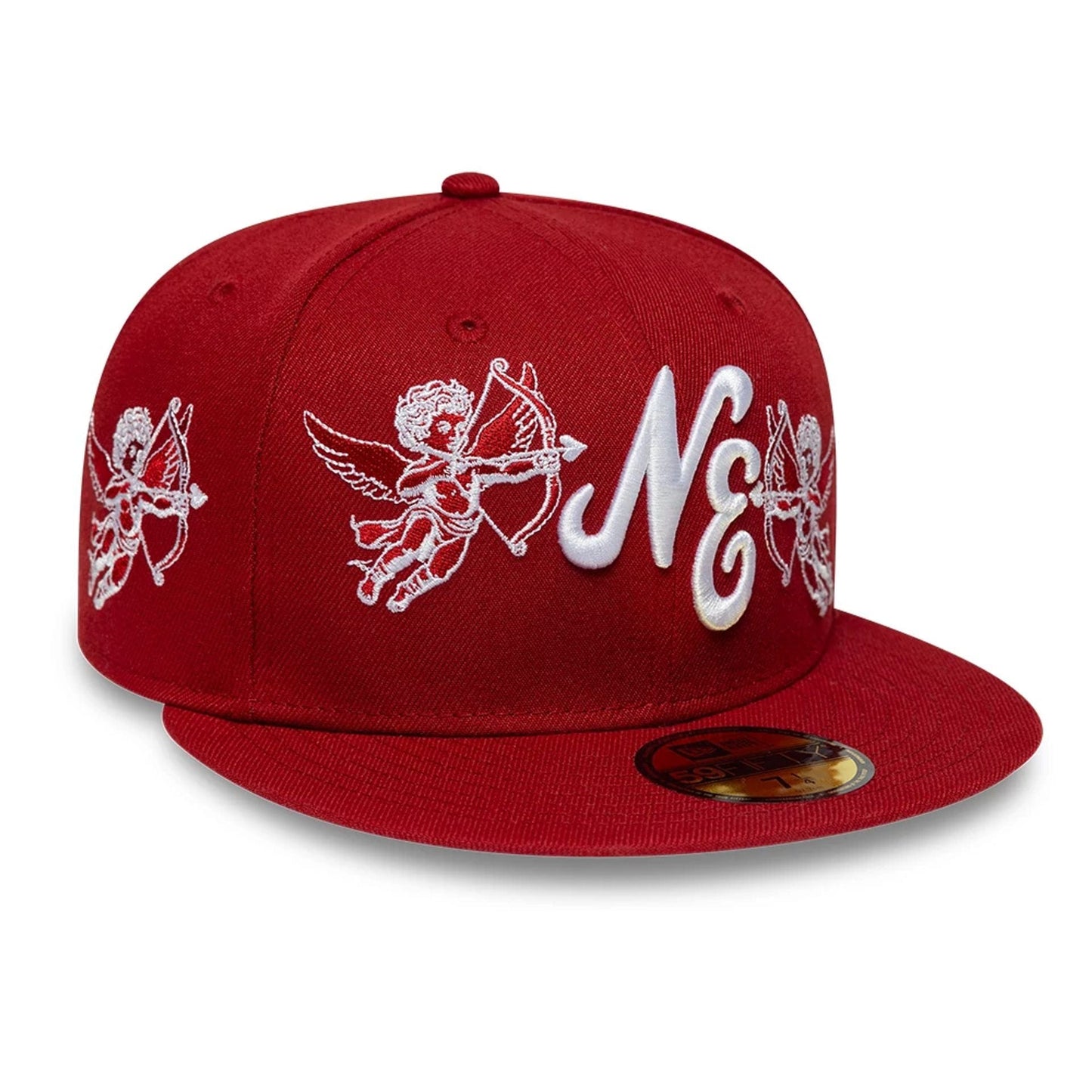 Pictured is this New Era Cherub 59FIFTY Fitted cap in dark red. 3