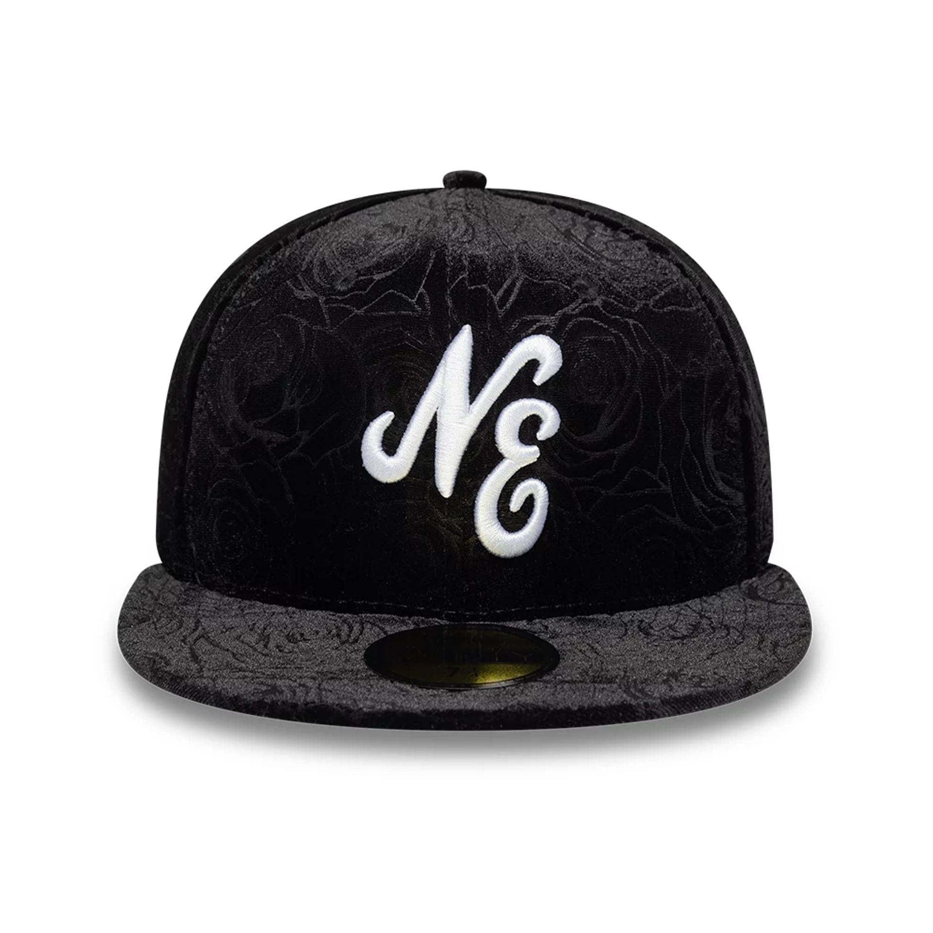 Pictured is this New Era Floral Velour 59FIFTY Fitted cap in black. 2