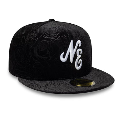 Pictured is this New Era Floral Velour 59FIFTY Fitted cap in black. 3