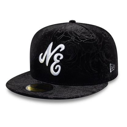 Pictured is this New Era Floral Velour 59FIFTY Fitted cap in black. 1