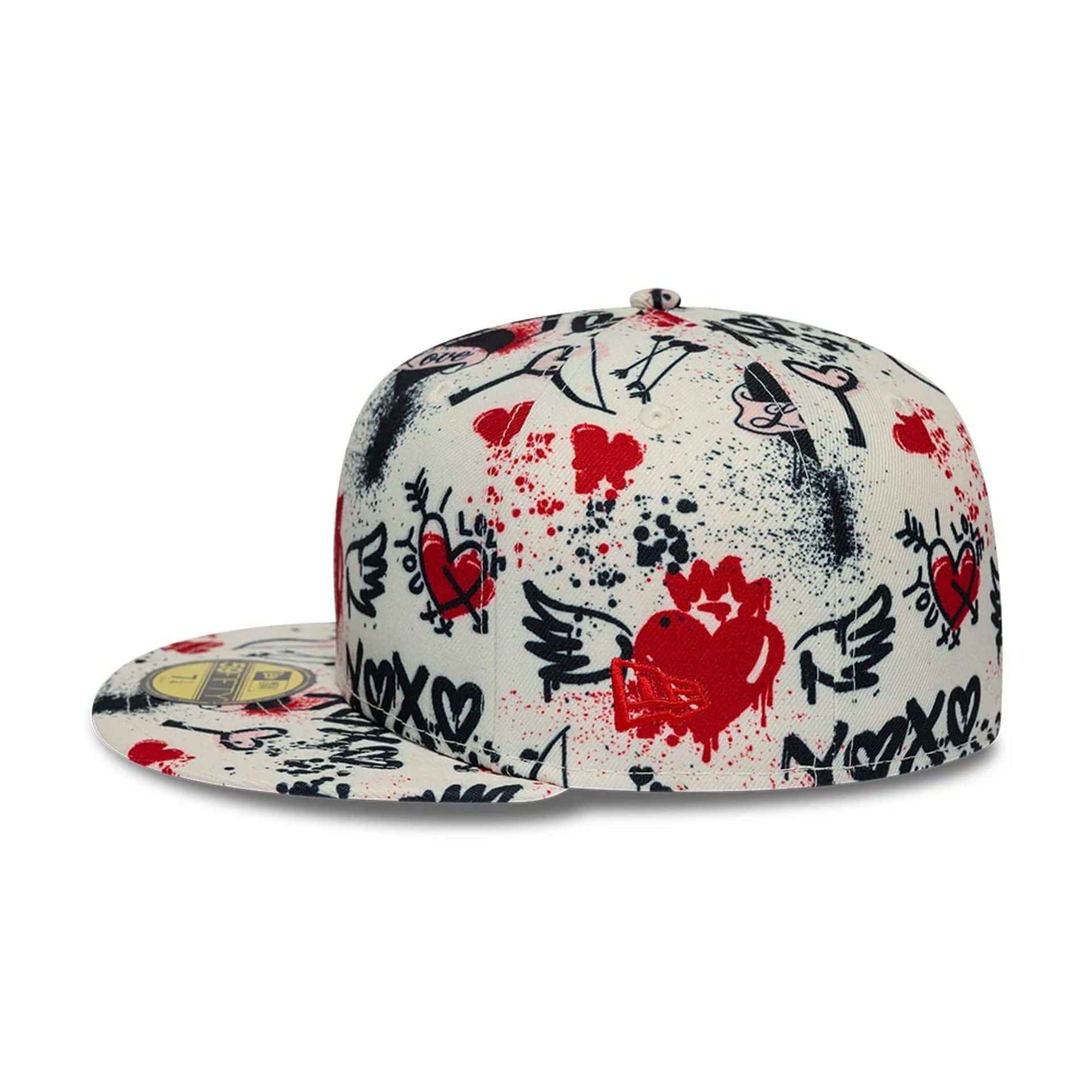 Pictured is this New Era Valentines 59FIFTY Fitted cap in light beige. 6