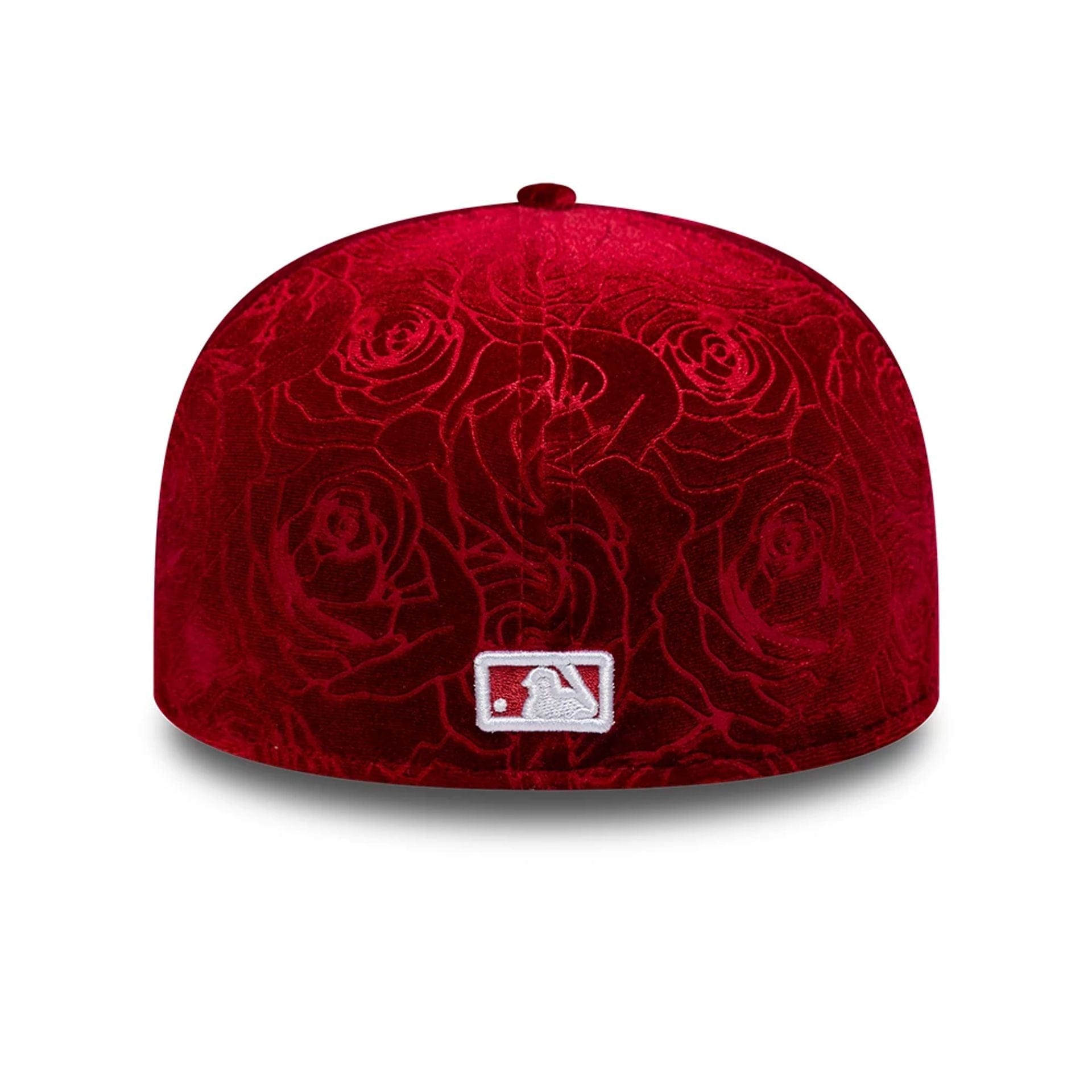 Pictured is this MLB Floral Velour Chicago White Sox 59FIFTY Fitted cap in dark red. 4