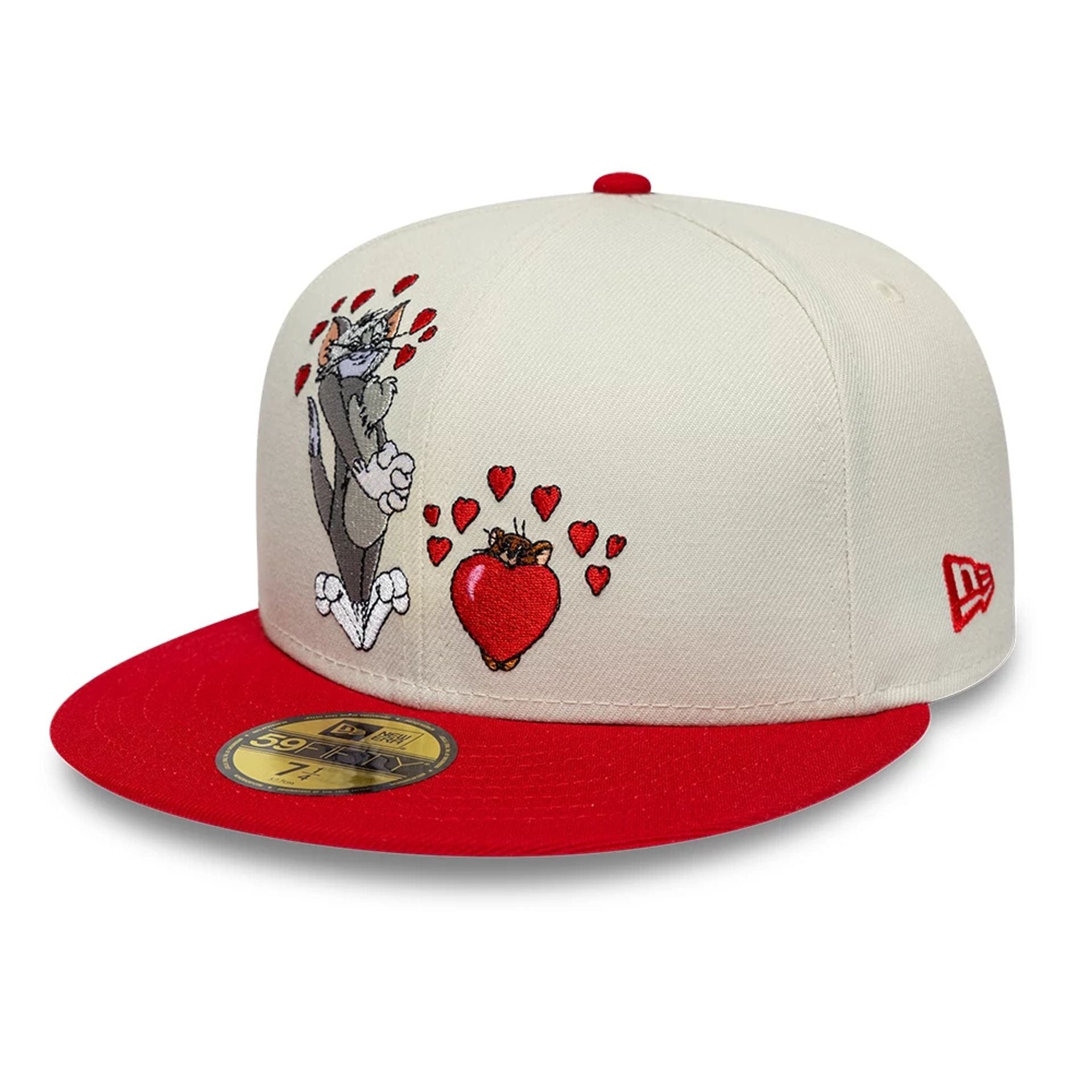 Pictured is this Tom & Jerry Heart 59FIFTY Fitted cap in Cream. 3