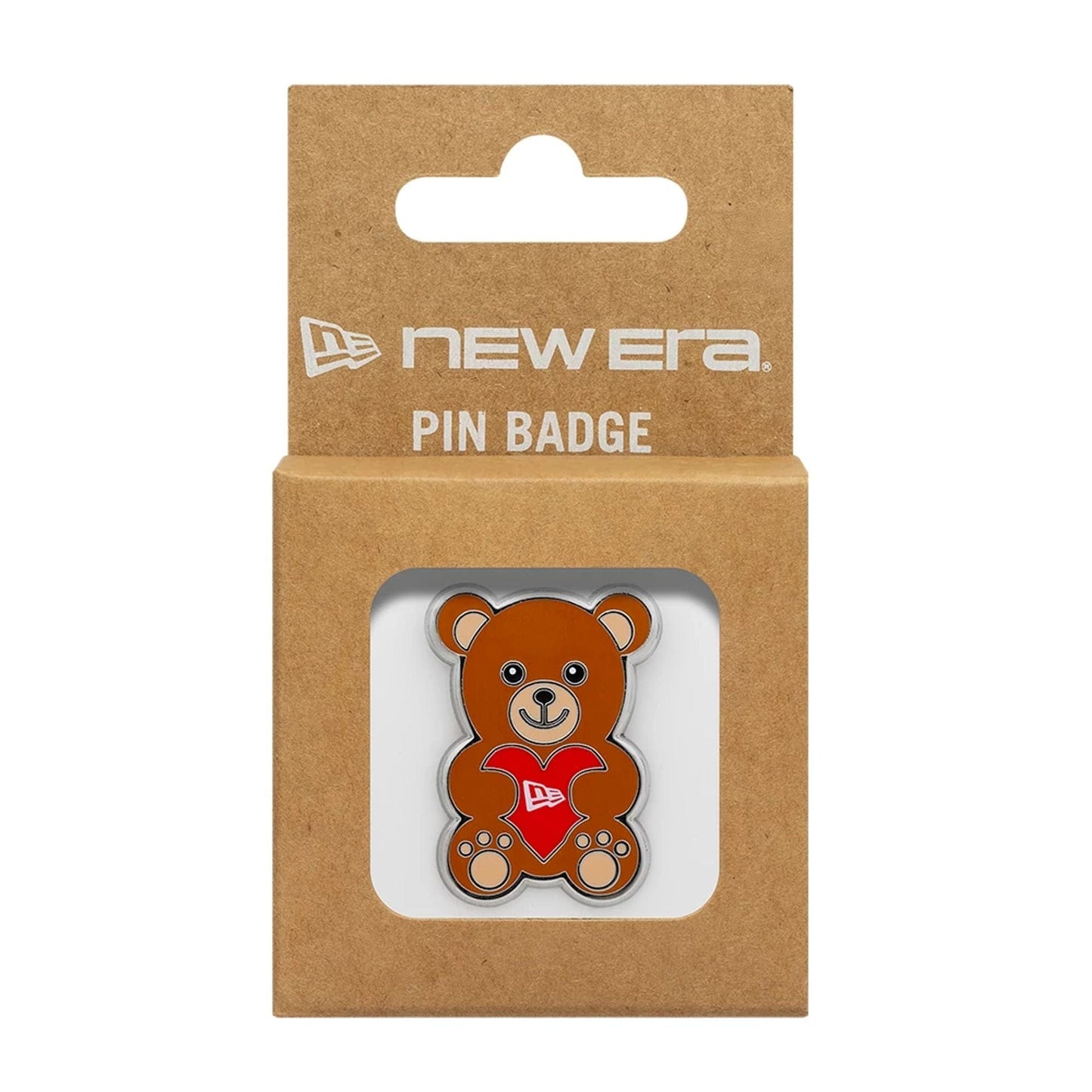 Pictured is this New Era Velentine Bear Pin Badge in Silver. 3