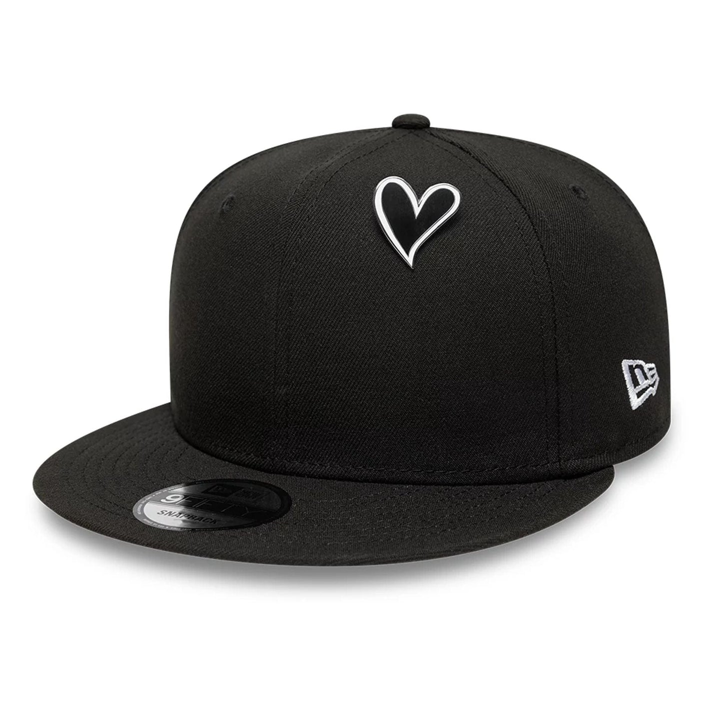 Pictured is this New Era Heart Pin Badge in Black. 2