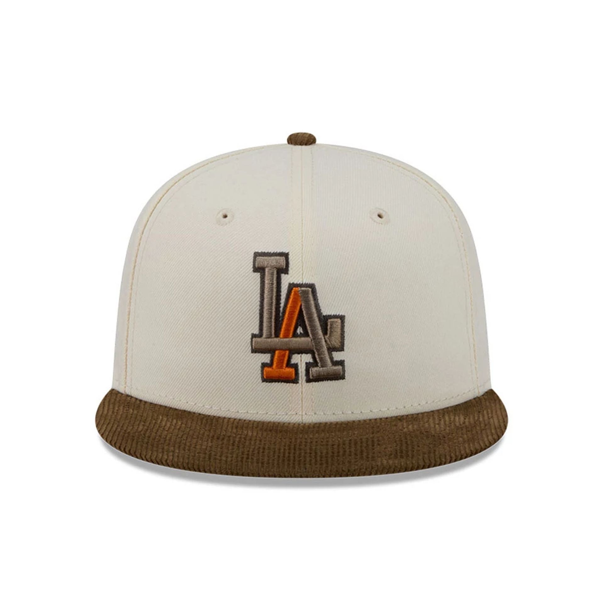 Pictured is this MLB Cord Visor LA Dodgers 59FIFTY Fitted cap in white. 3