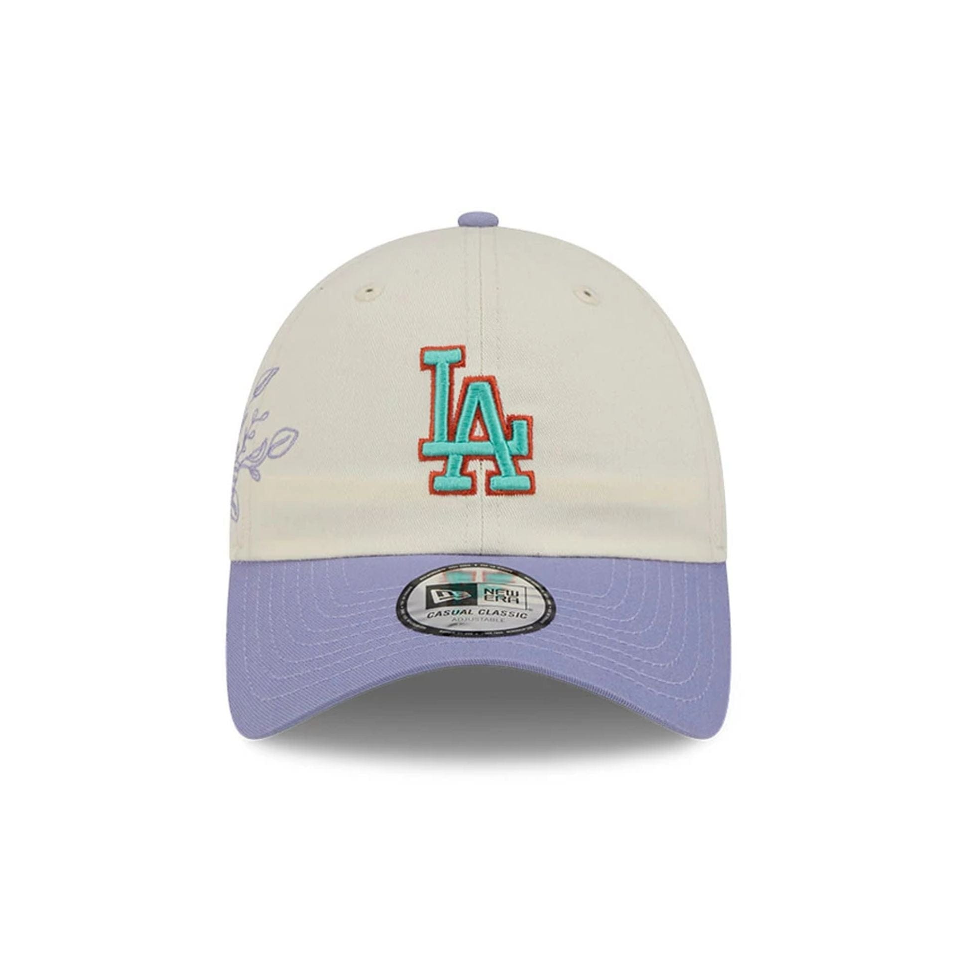 Pictured is this MLB Lavender Flowers LA Dodgers Casual Classic cap in white. 3