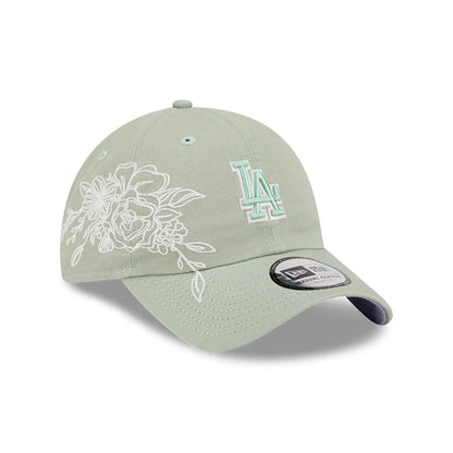 Pictured is this MLB Stitched Flowers LA Dodgers Casual Classic cap in pastel green. 1
