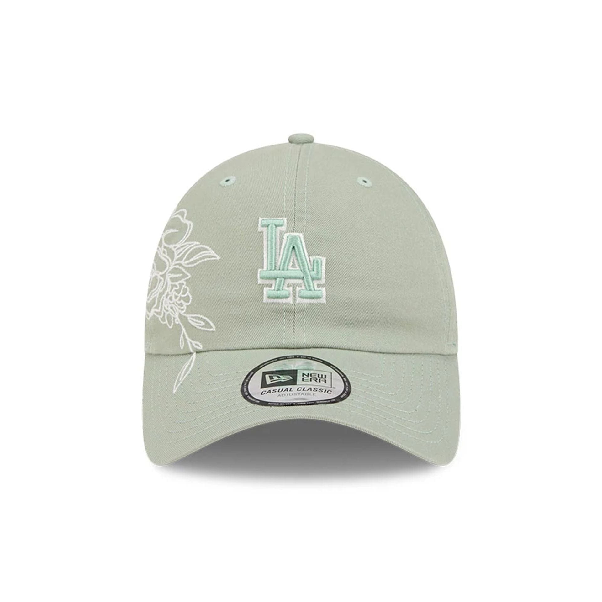 Pictured is this MLB Stitched Flowers LA Dodgers Casual Classic cap in pastel green. 3