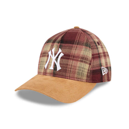Pictured is this MLB Plaid Suede New York Yankees 9TWENTY A-Frame cap in red. 1