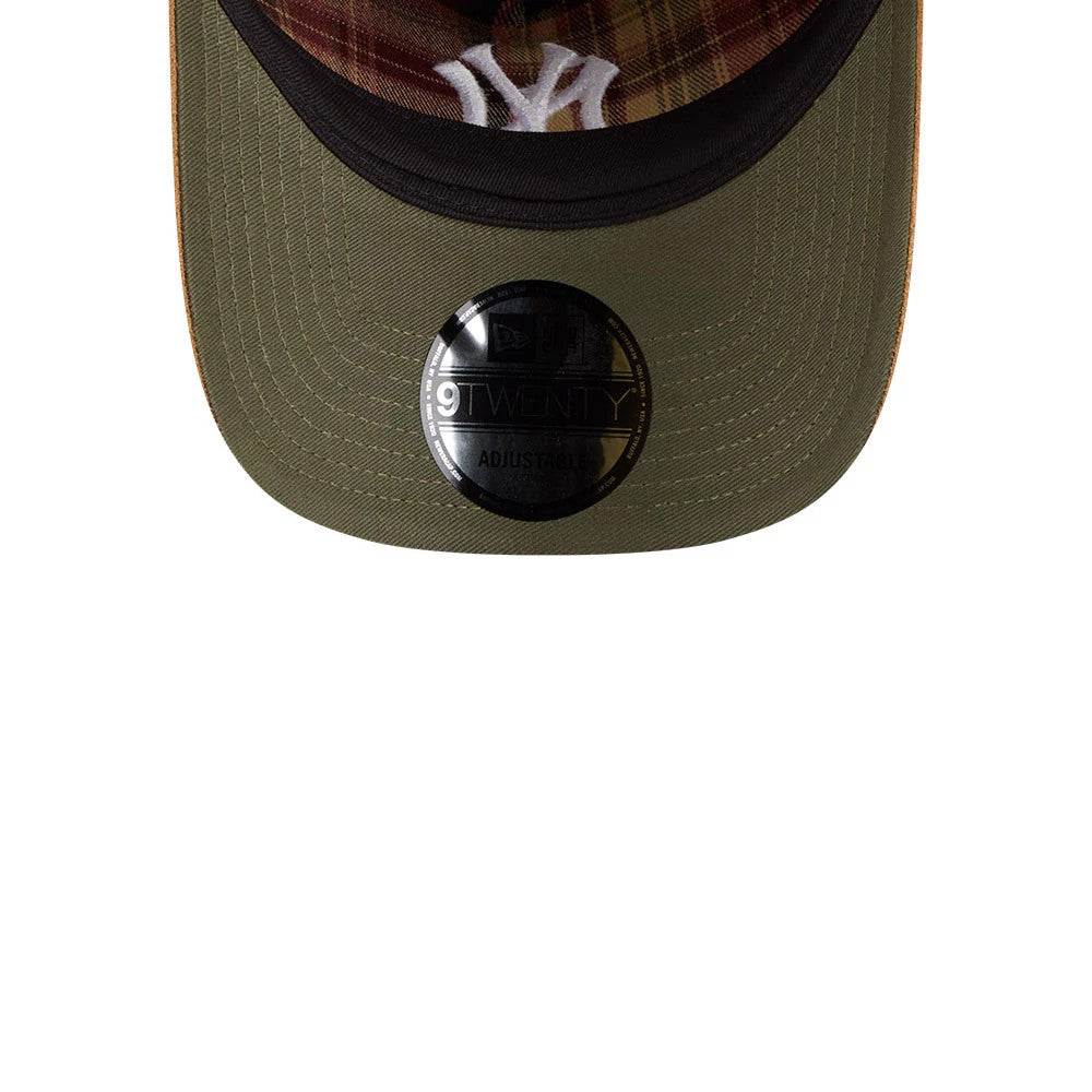 Pictured is this MLB Plaid Suede New York Yankees 9TWENTY A-Frame cap in red. 2