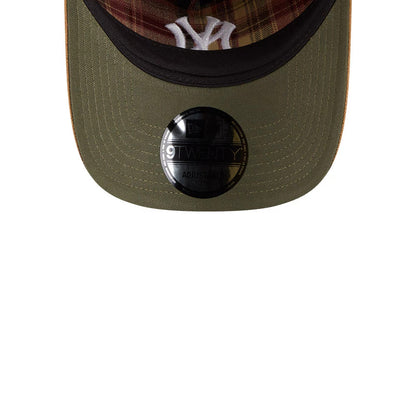Pictured is this MLB Plaid Suede New York Yankees 9TWENTY A-Frame cap in red. 2