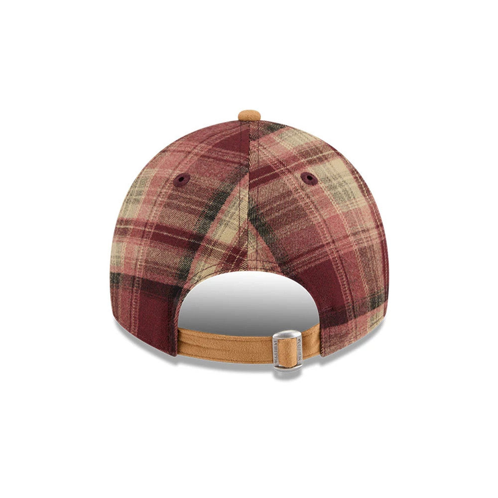Pictured is this MLB Plaid Suede New York Yankees 9TWENTY A-Frame cap in red. 7