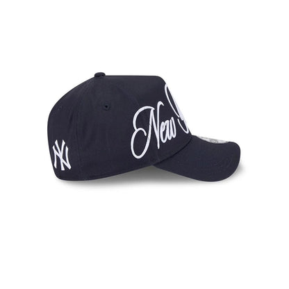 Pictured is this MLB Calligraphy New York Yankees 9FORTY A-Frame cap in navy. 5
