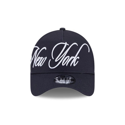 Pictured is this MLB Calligraphy New York Yankees 9FORTY A-Frame cap in navy. 3