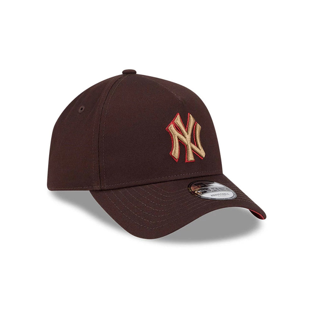 Pictured is this MLB Choc Cherry New York Yankees 9FORTY A-Frame cap in dark brown. 4
