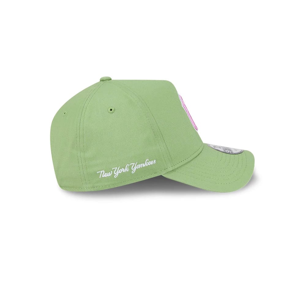 Pictured is this MLB Strawberry Matcha New York Yankees 9FORTY A-Frame cap in green. 6