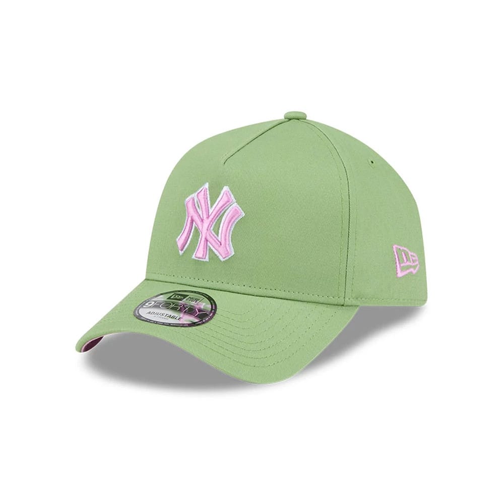 Pictured is this MLB Strawberry Matcha New York Yankees 9FORTY A-Frame cap in green. 3