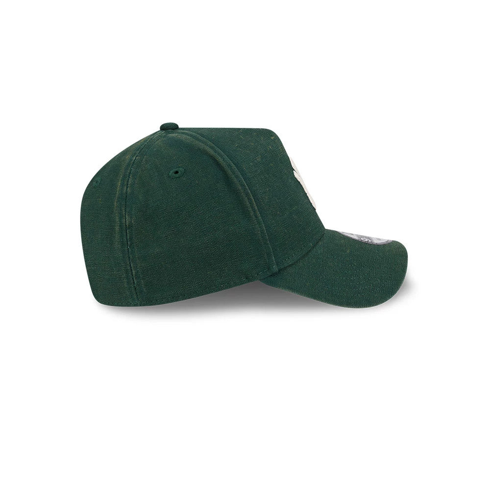 Pictured is this MLB Washed Canvas New York Yankees 9FORTY A-Frame cap in dark green. 5