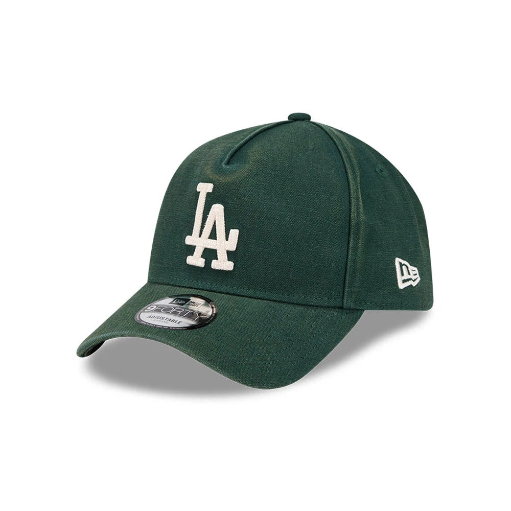 Pictured is this MLB Washed Canvas LA Dodgers 9FORTY A-Frame cap in dark green. 1