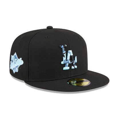 Pictured is this MLB Camo Infill LA Dodgers 59FIFTY Fitted cap in black. 1