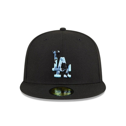Pictured is this MLB Camo Infill LA Dodgers 59FIFTY Fitted cap in black. 3